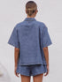 'Elowen' Button Up Denim Top & Shorts Set - Celes Fashion